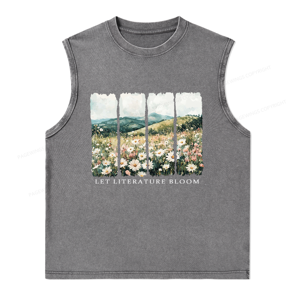 Pagewings Let Literature Bloom Unisex Washed Tank Top