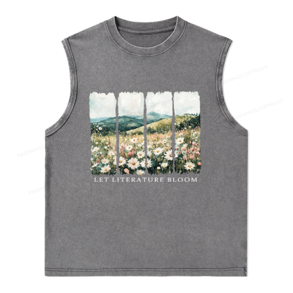 Pagewings Let Literature Bloom Unisex Washed Tank Top