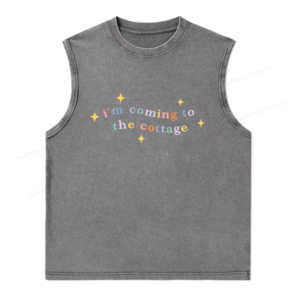 Pagewings I'm Coming To The Cottage Unisex Washed Tank Top