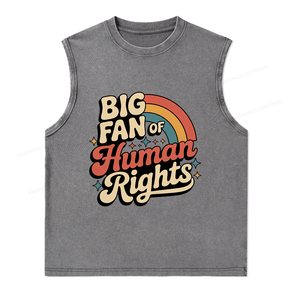Pagewings Big Fan of Human Rights Unisex Washed Tank Top