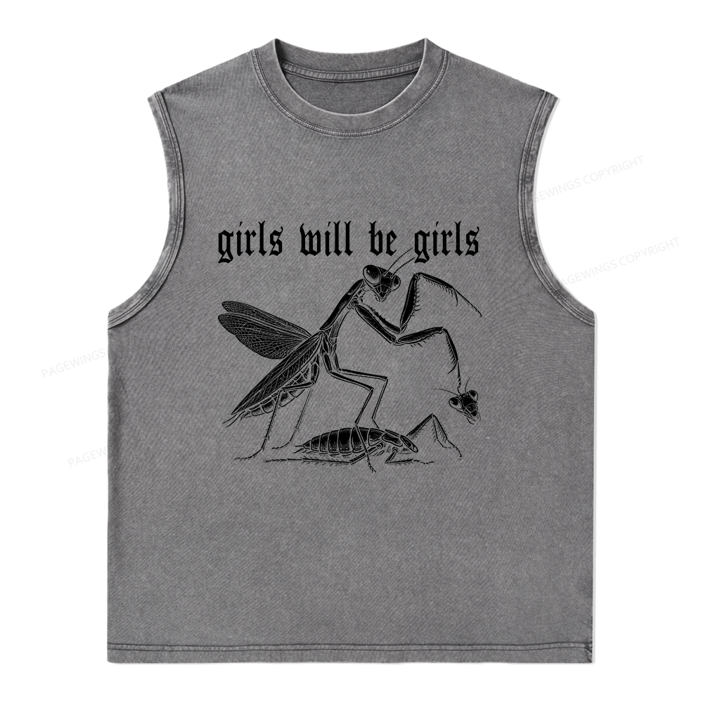 Pagewings Girls Will Be Girls Unisex Washed Tank Top