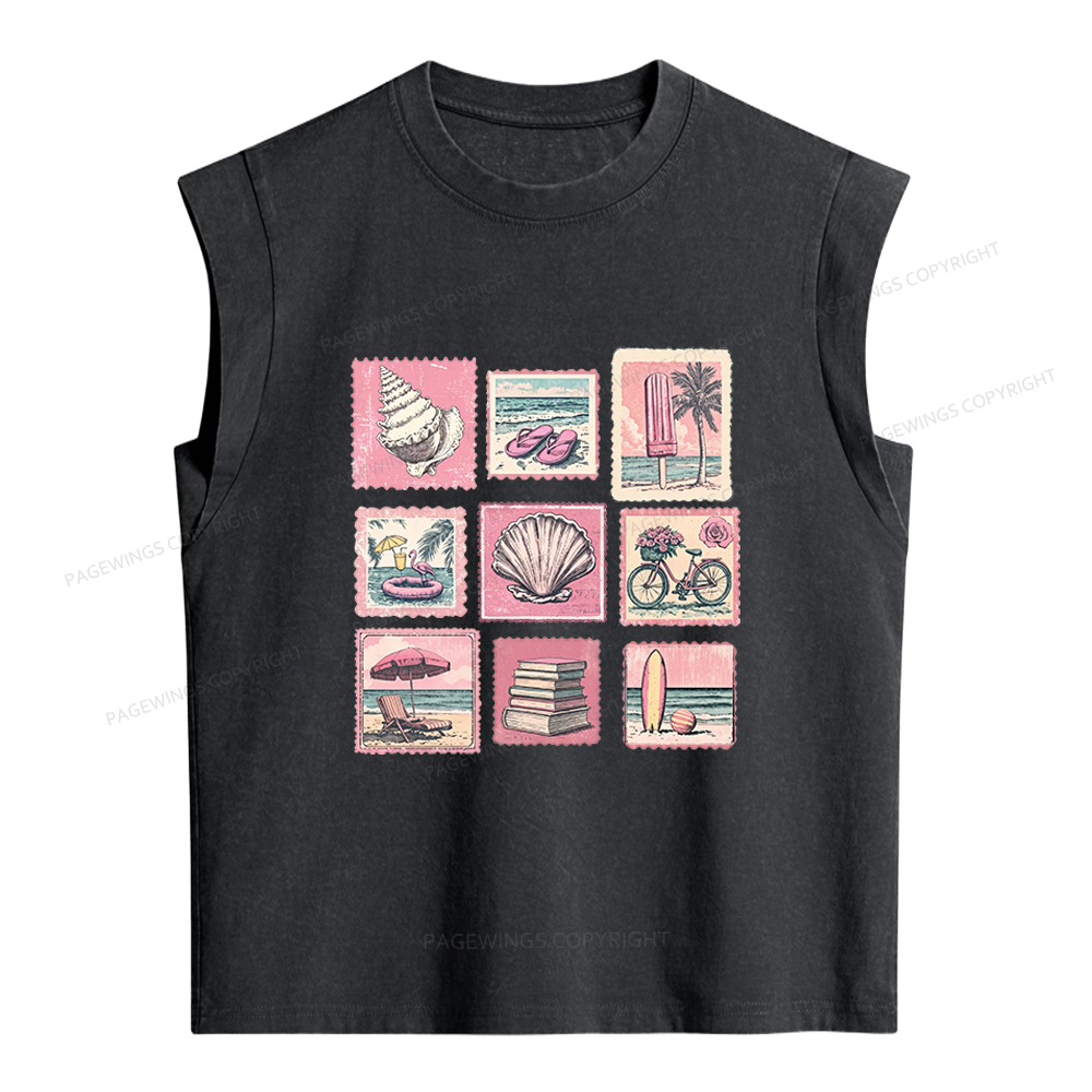 Pagewings Beach Summer Women's Washed Tank Top