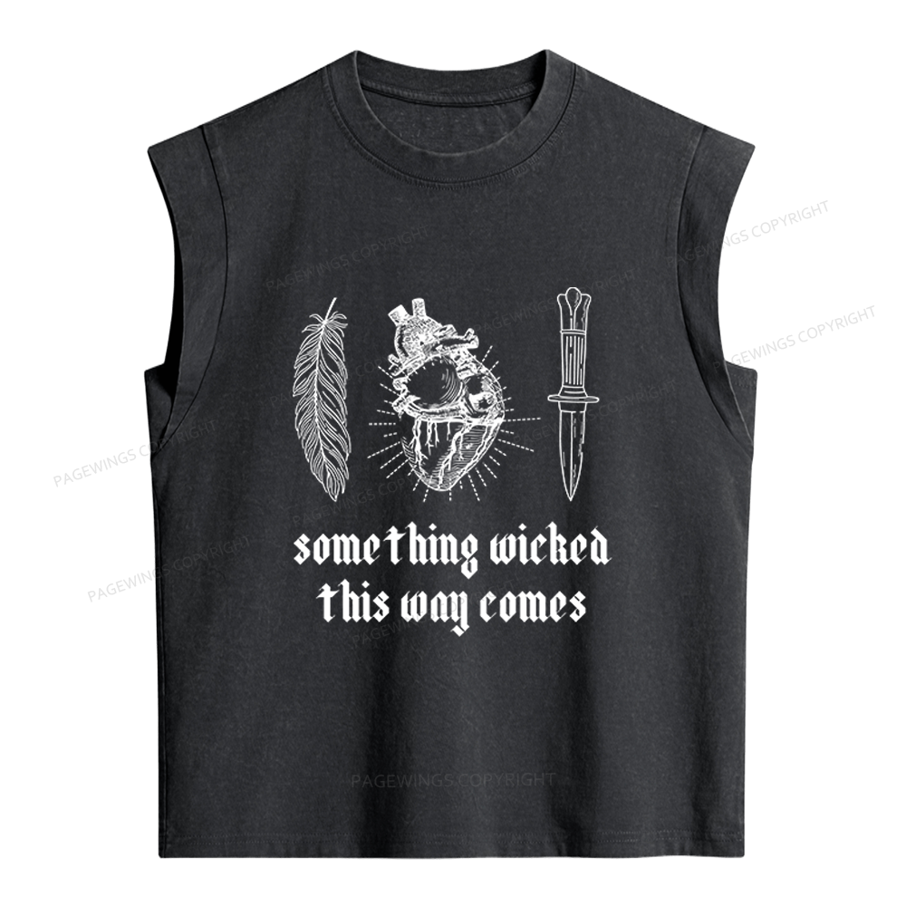 Pagewings Something Wicked This Way Comes Women's Washed Tank Top