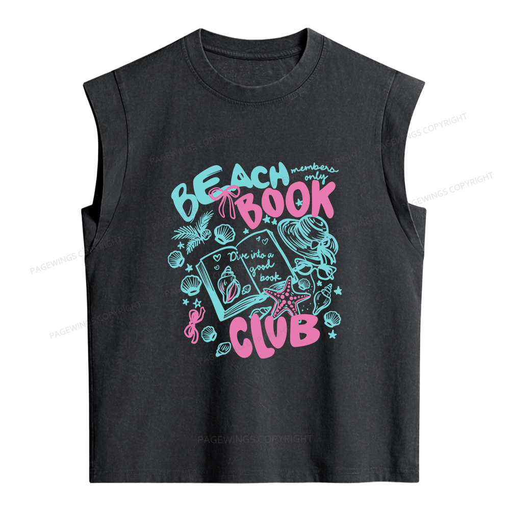Pagewings Beach Book Club Women's Washed Tank Top
