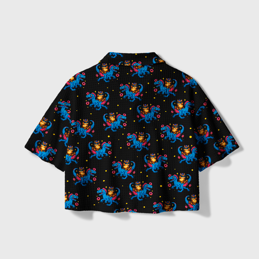 Pagewings Sci-Fi Reader Camp Collar Boxy Fit Unisex Crochet Shirt