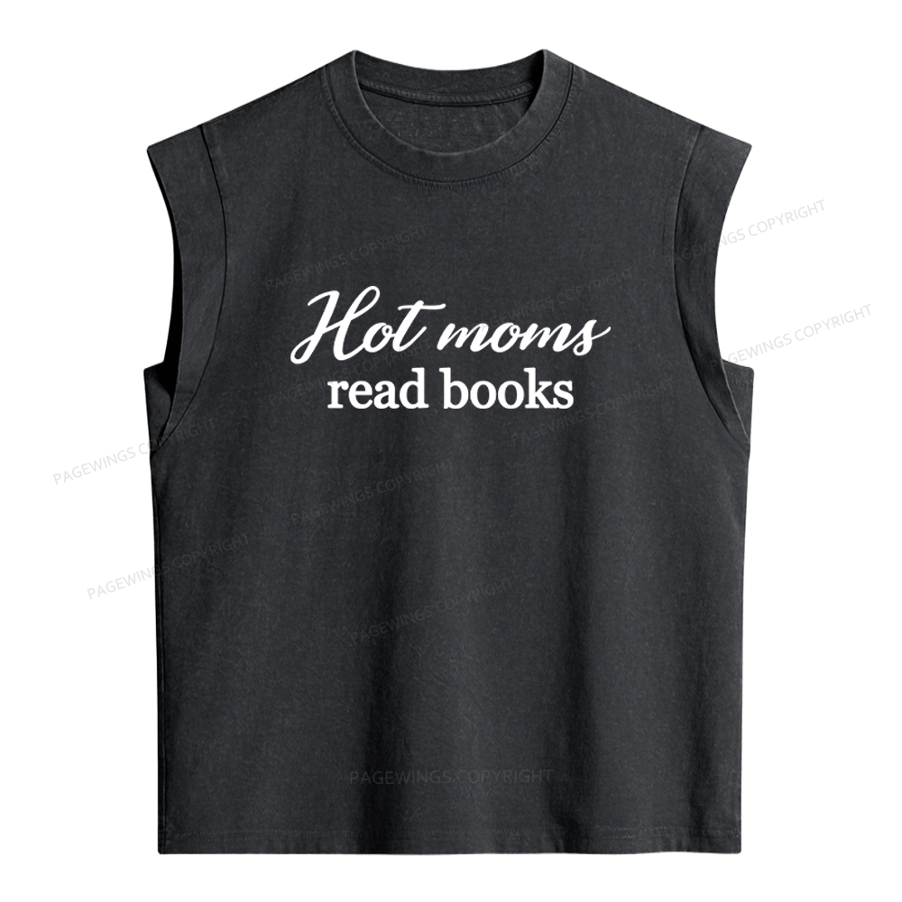 Pagewings Hot Moms Read Books Women's Washed Tank Top