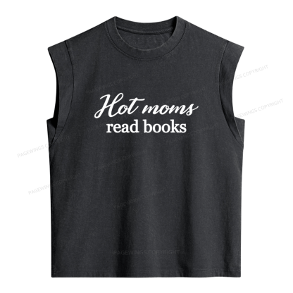 Pagewings Hot Moms Read Books Women's Washed Tank Top