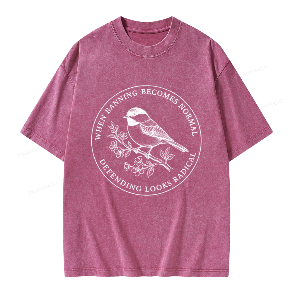 Pagewings Banned Books Unisex Washed T-shirt