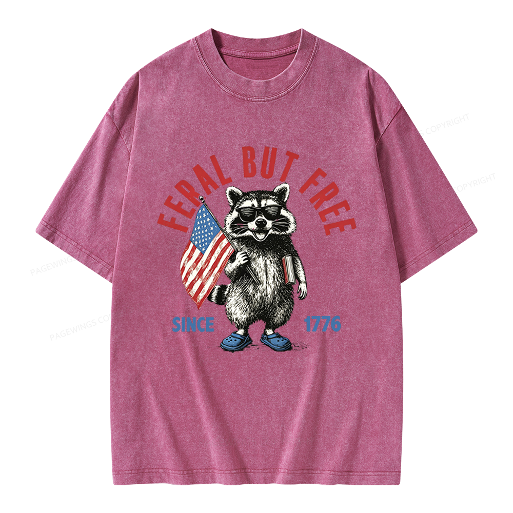 Pagewings Feral But Free Unisex Washed T-shirt