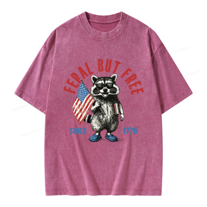 Pagewings Feral But Free Unisex Washed T-shirt