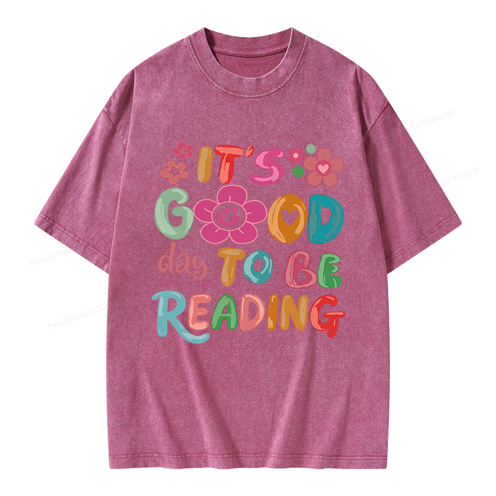 Pagewings It's a Good Day To Be Reading Unisex Washed T-shirt