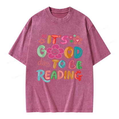Pagewings It's a Good Day To Be Reading Unisex Washed T-shirt