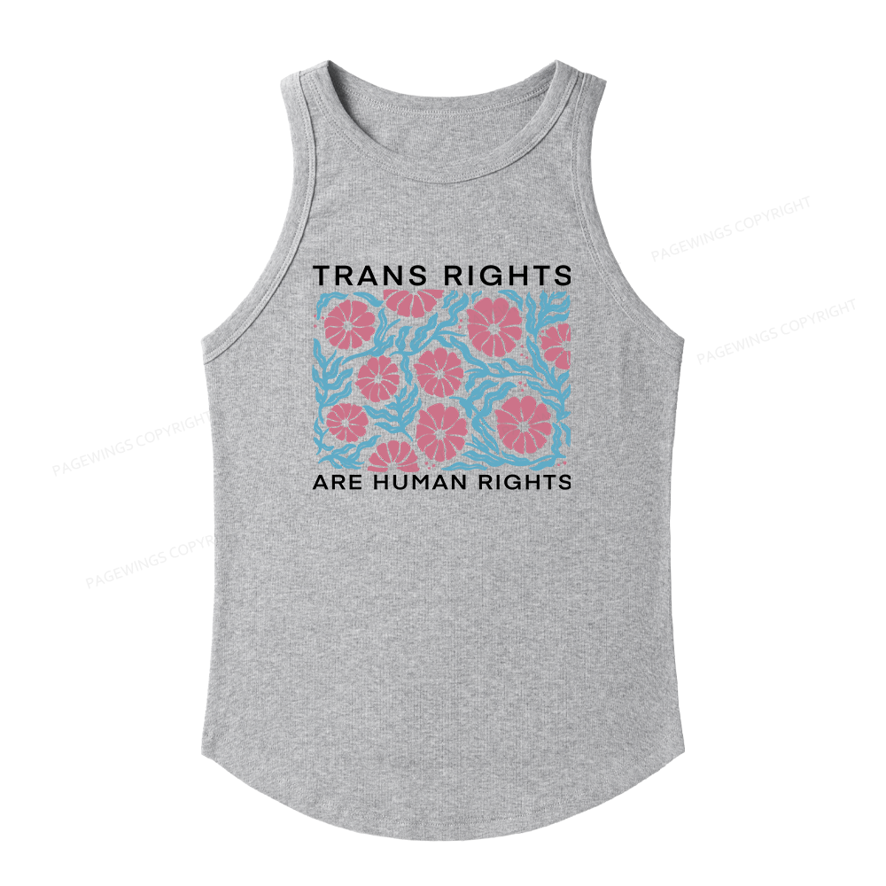 Pagewings Slim Fit Trans Rights Are Human Rights Women's Fitted Tank Top 