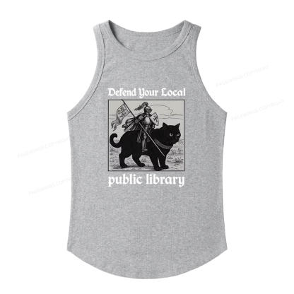 Pagewings Slim Fit Defend Your Local public library Women's Fitted Tank Top 