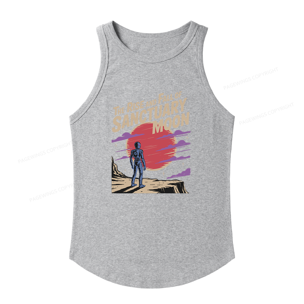 Pagewings Slim Fit The Rise And Fall Of Sanctuary Moon Women's Fitted Tank Top 