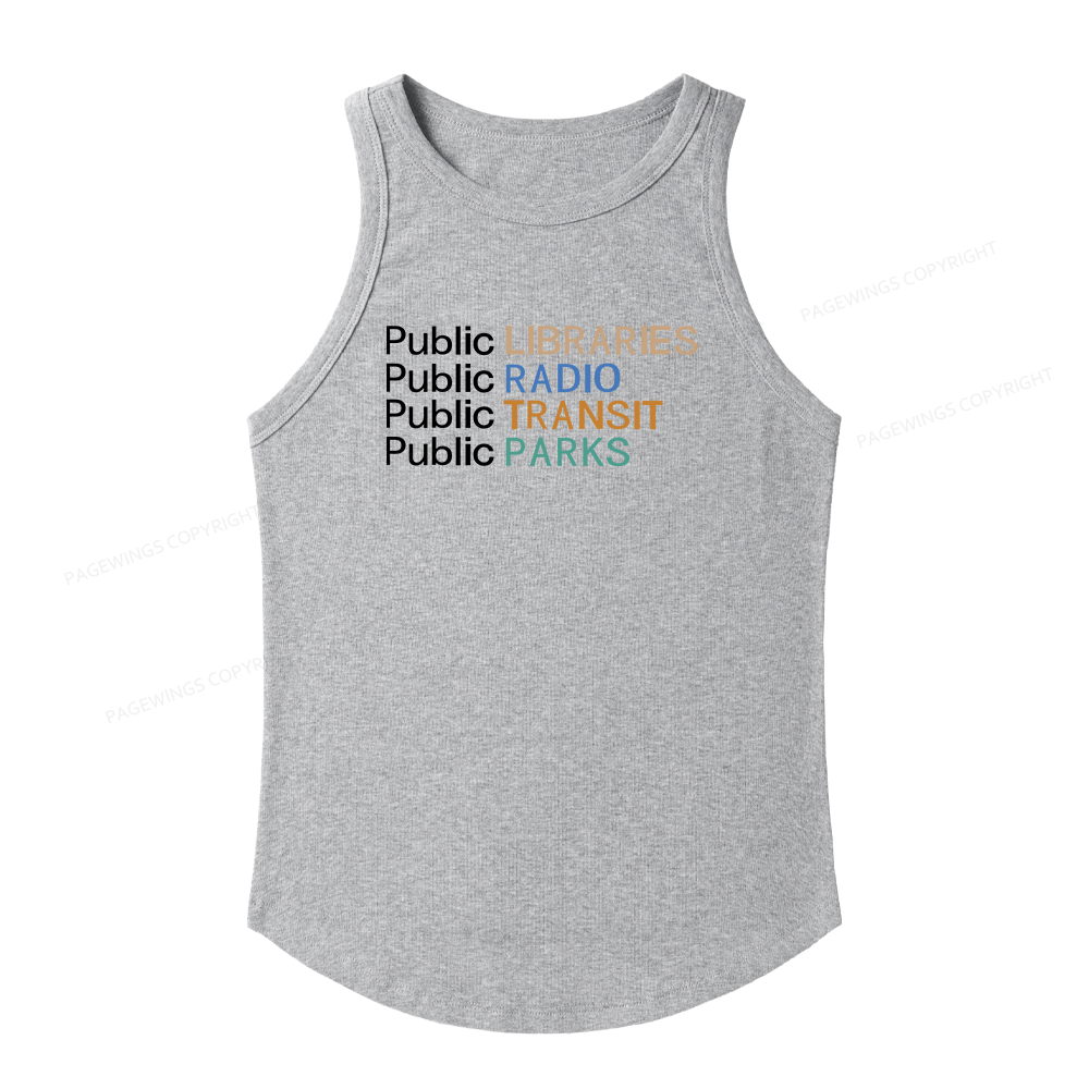 Pagewings Slim Public Libraries Radio Transit Parks Women's Fitted Tank Top