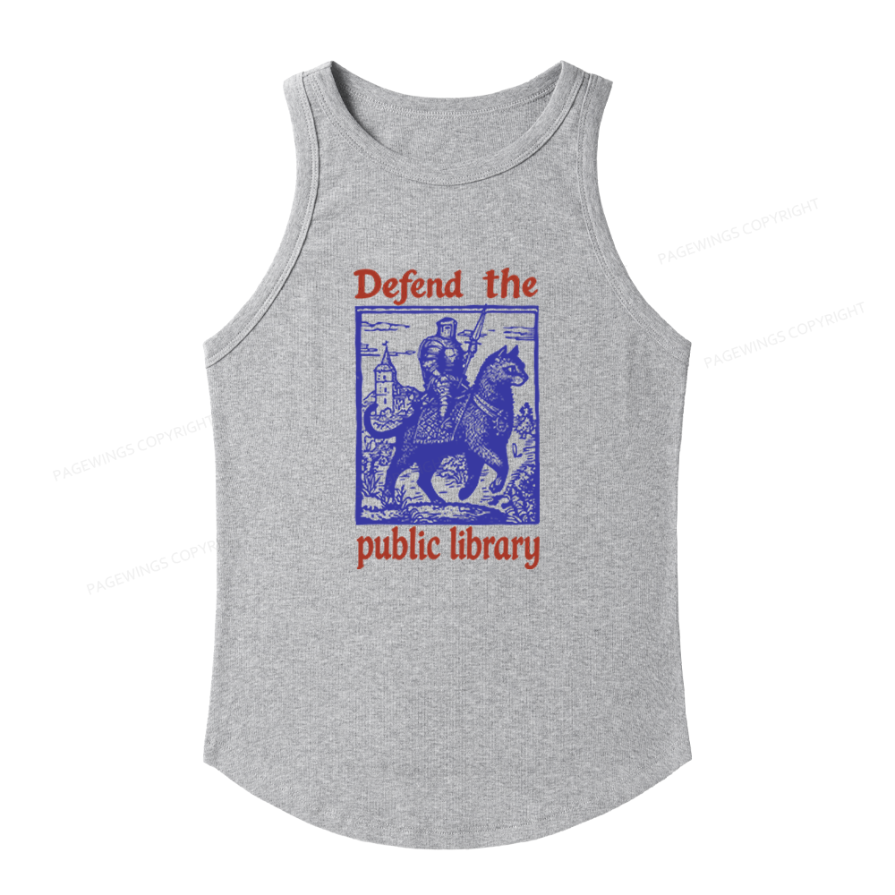 Pagewings Slim Fit Defend the Public Library Women's Fitted Tank Top