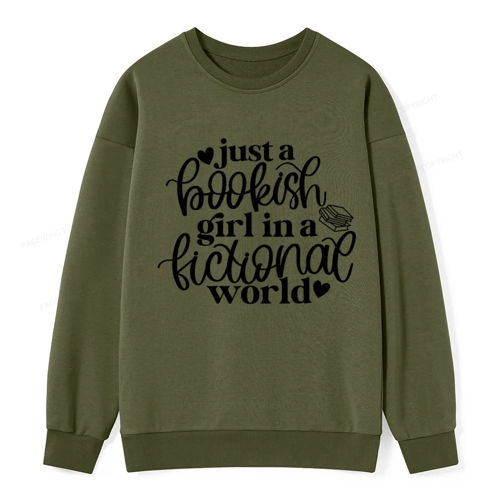 Pagewings Just A Bookish Girl In A Fictional World Unisex Classic Sweatshirt