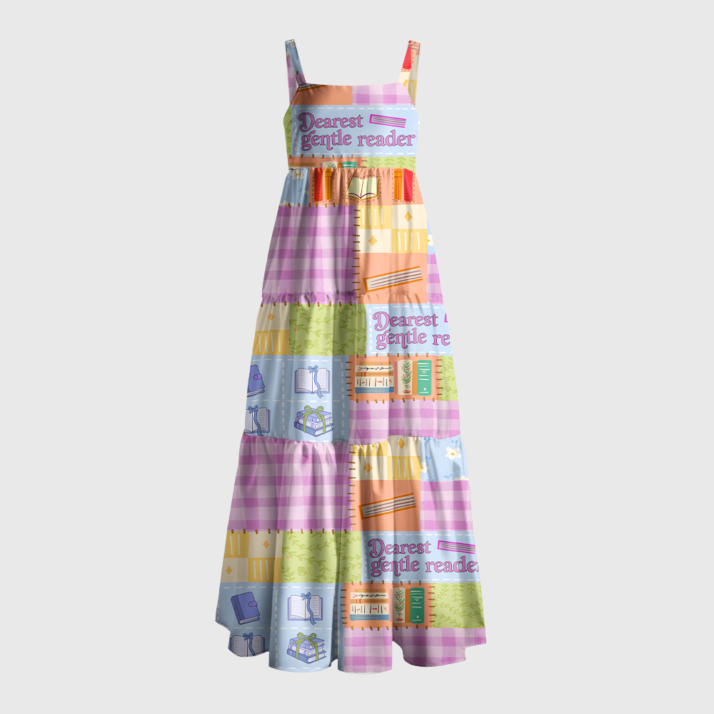 Pagewings Square Neck Dearest Gentle Reader Maxi Dress
