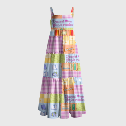 Pagewings Square Neck Dearest Gentle Reader Maxi Dress