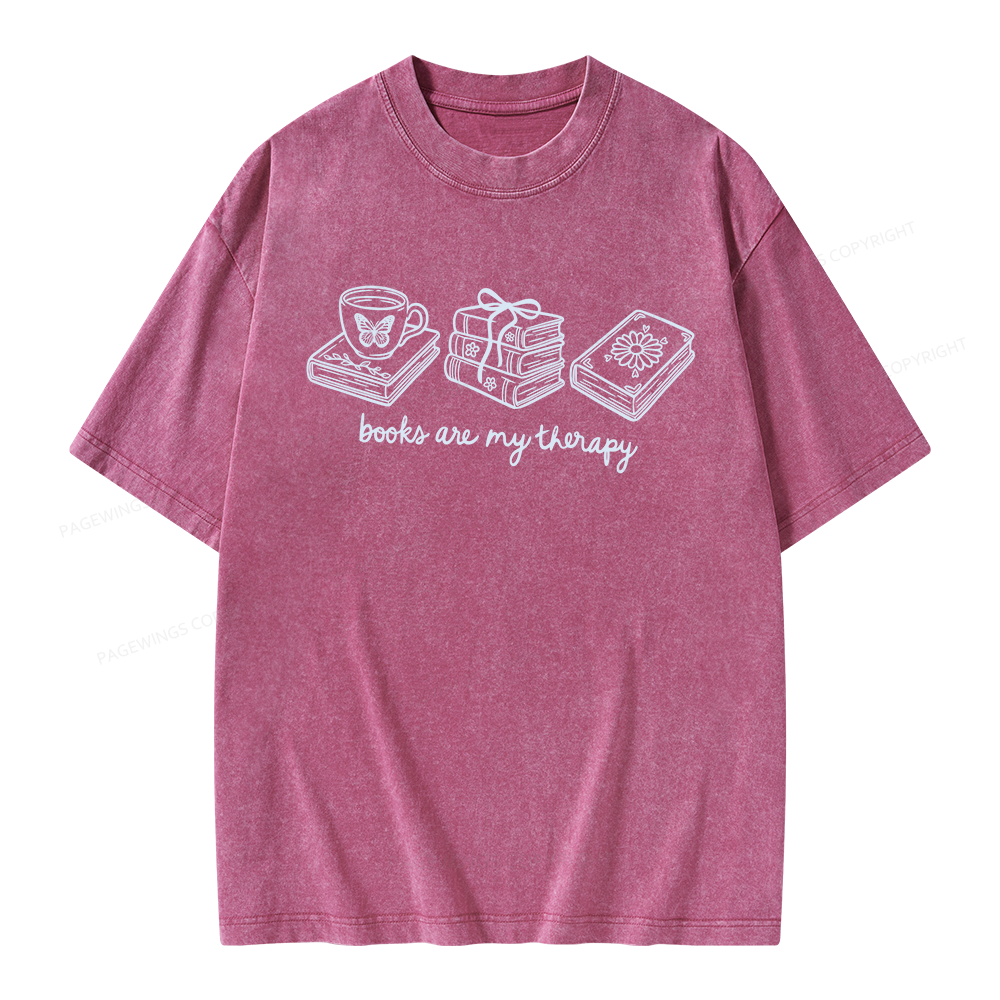 Pagewings Books Are My Therapy Unisex Washed T-shirt