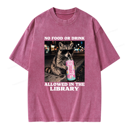 Pagewings No Food Or Drink Allowed In The Library Unisex Washed T-shirt