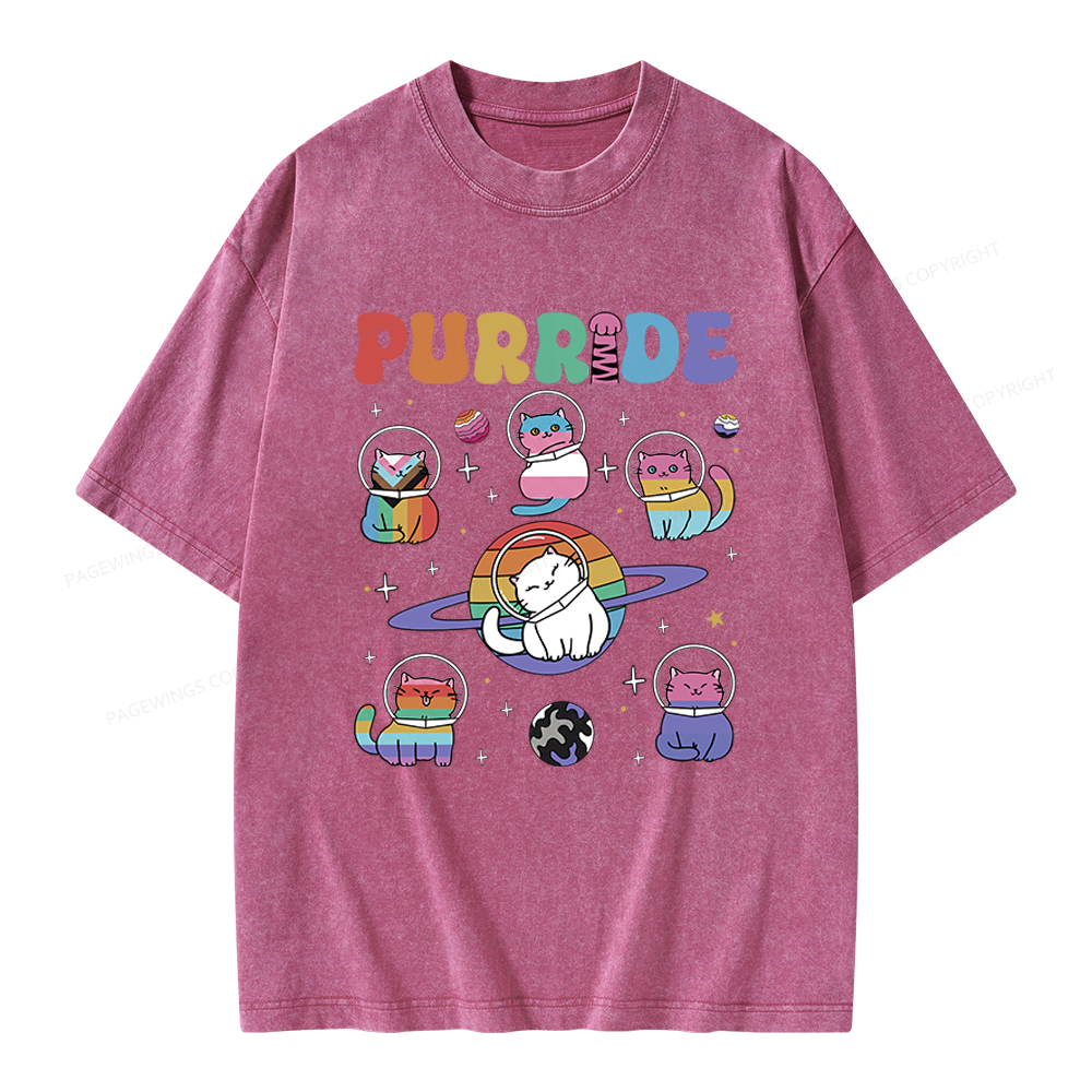 Pagewings Rainbow Cats Unisex Washed T-shirt