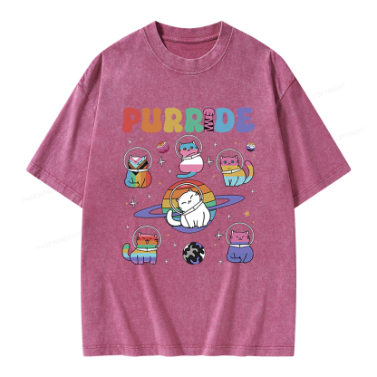 Pagewings Rainbow Cats Unisex Washed T-shirt