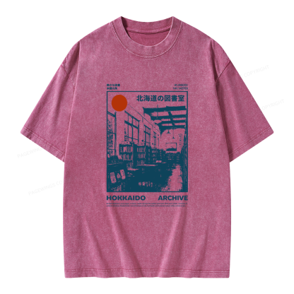 Pagewings Japanese Library Unisex Washed T-shirt