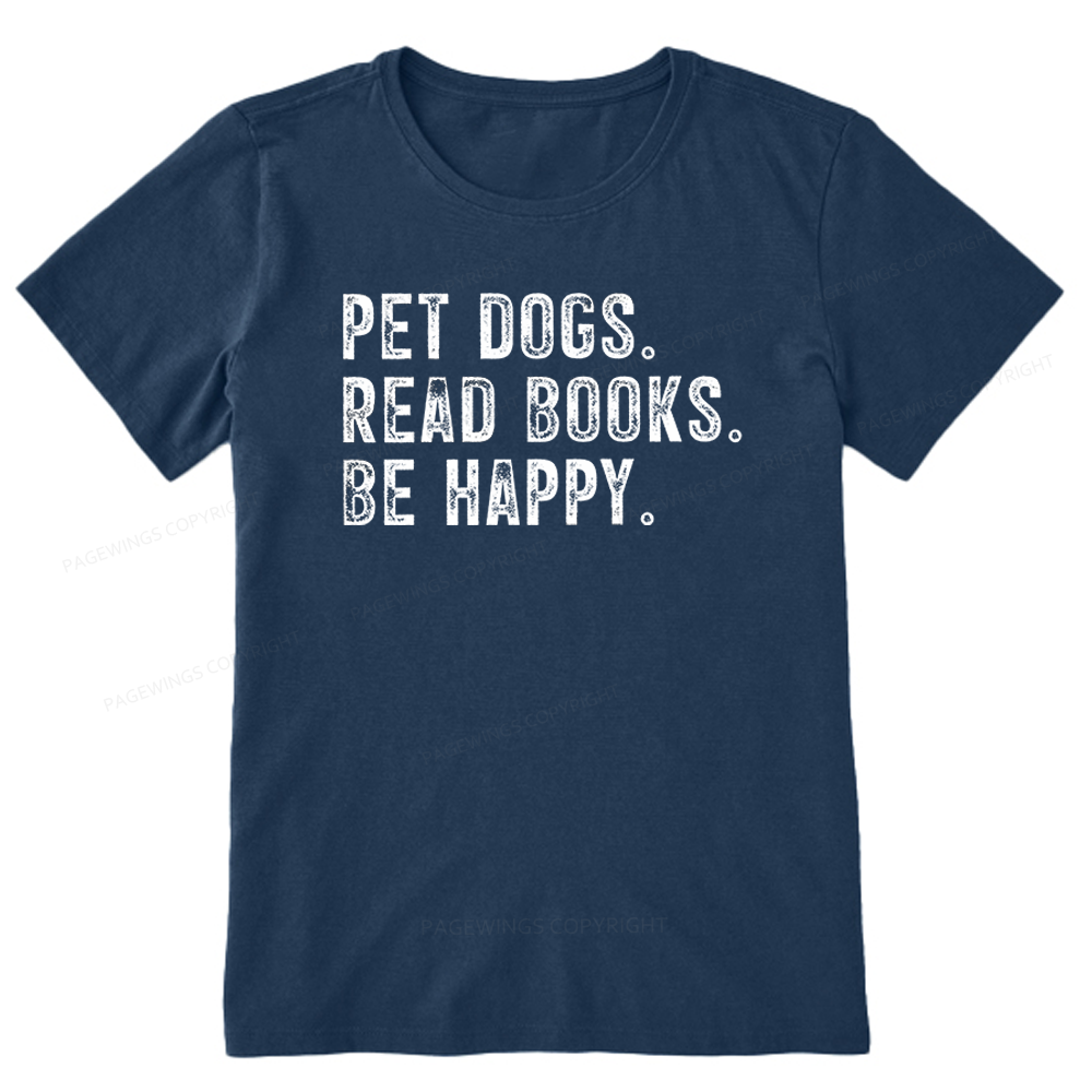 Pagewings Pet Dogs Read Books Be Happy Unisex Classic T-shirt