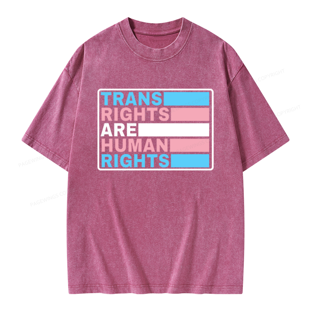 Pagewings Trans Rights Are Human Rights Unisex Washed T-shirt