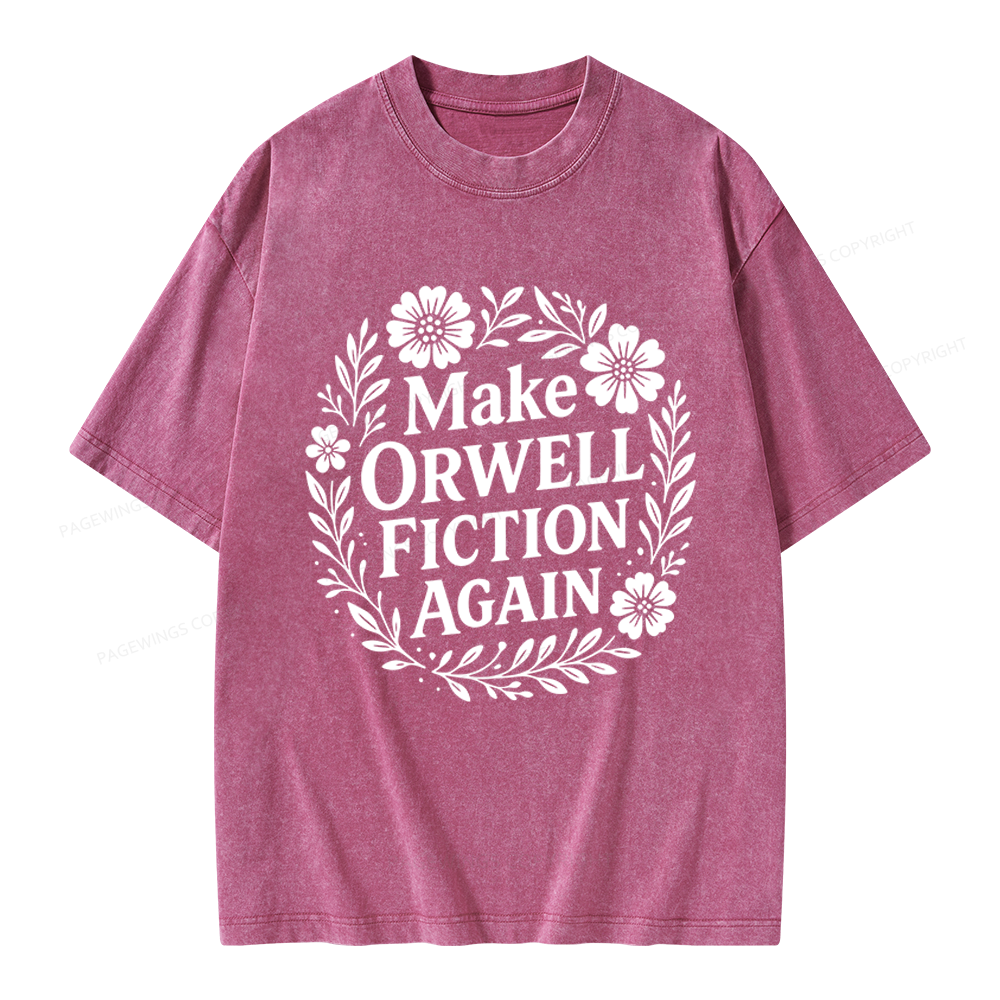 Pagewings Make Orwell Fiction Again Unisex Washed T-shirt