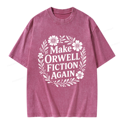 Pagewings Make Orwell Fiction Again Unisex Washed T-shirt