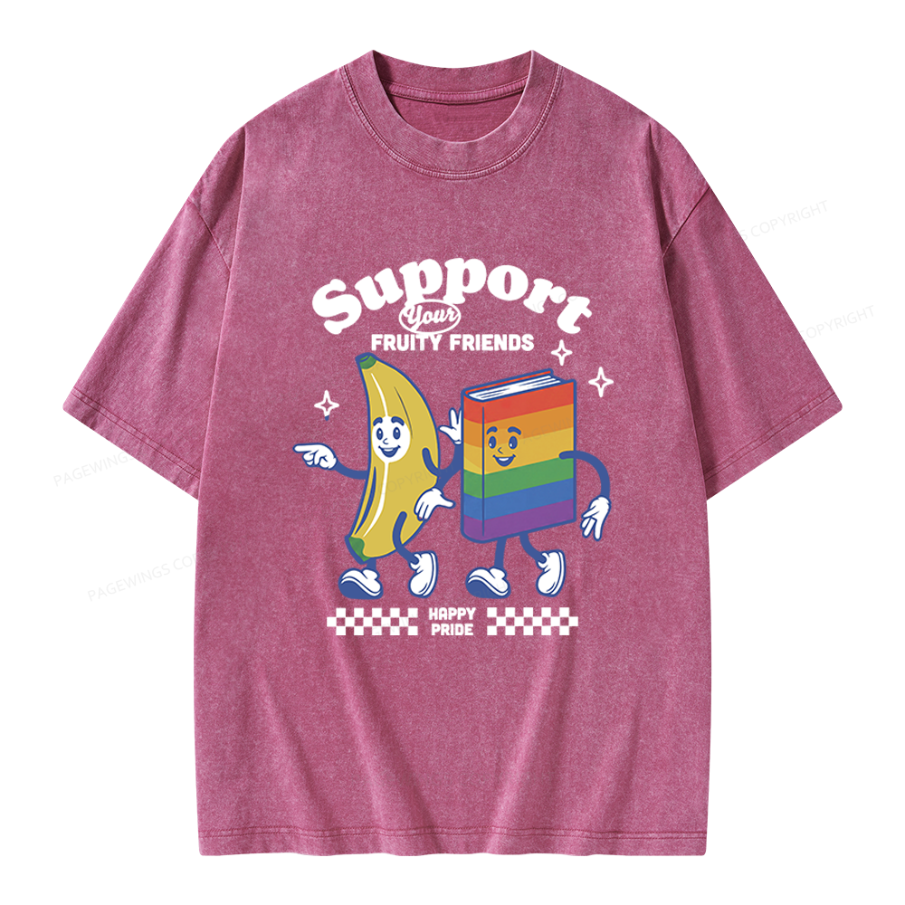 Pagewings Fruity Friends Unisex Washed T-shirt