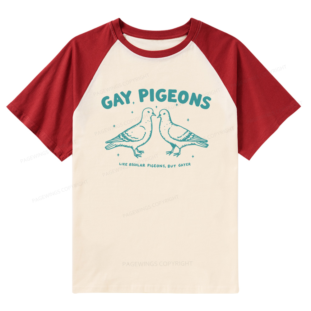 Pagewings Gay Pigeons Raglan T-shirt