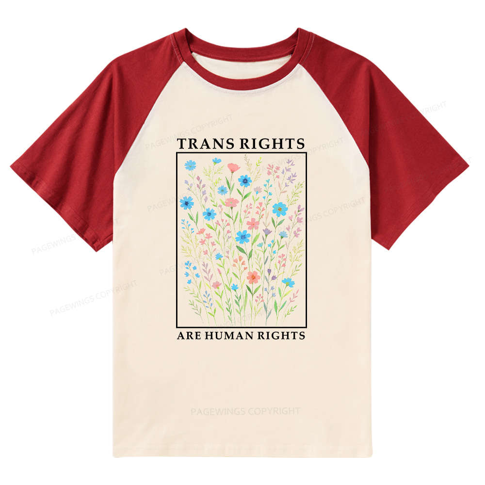 Pagewings Trans Rights Are Human Rights Raglan T-shirt