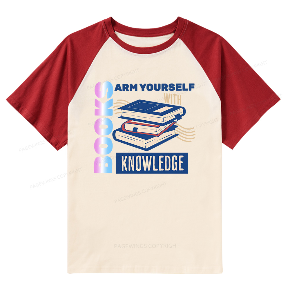 Pagewings Arm Yourself With Knowledge Raglan T-shirt