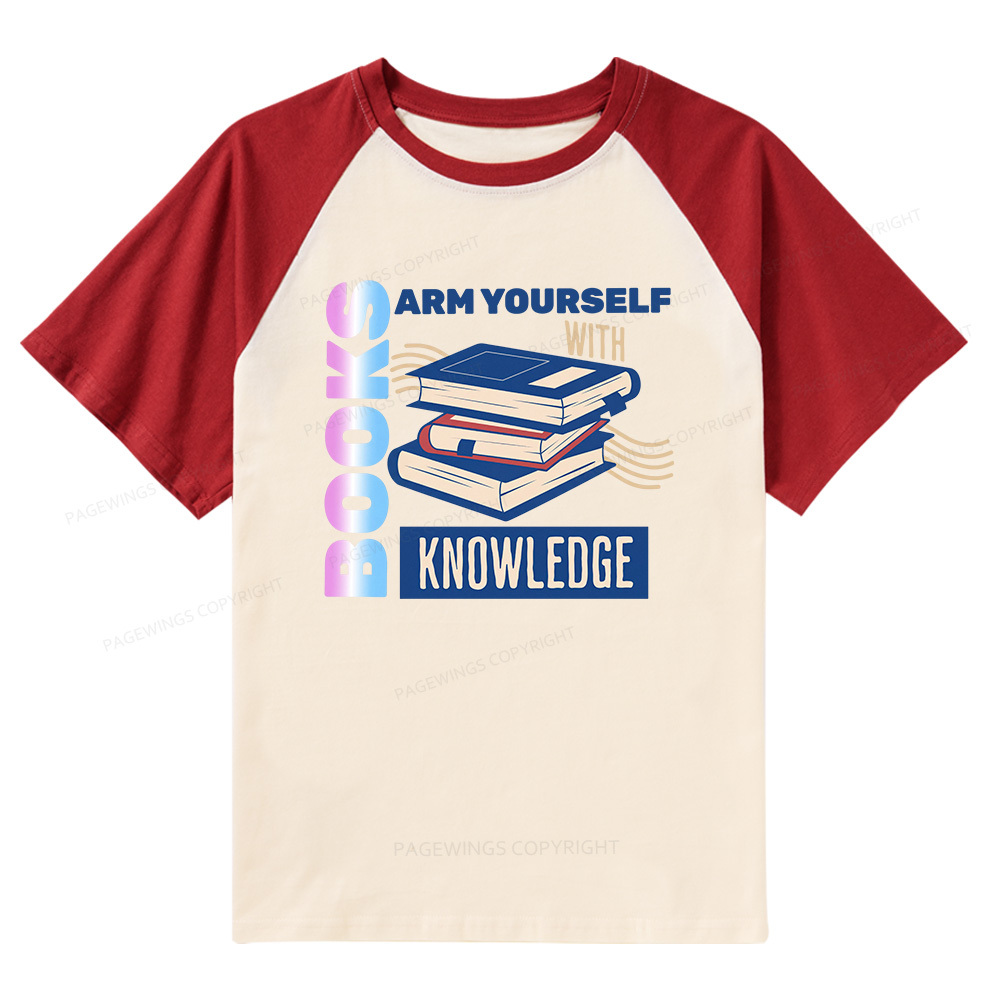 Pagewings Arm Yourself With Knowledge Raglan T-shirt
