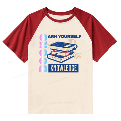 Pagewings Arm Yourself With Knowledge Raglan T-shirt