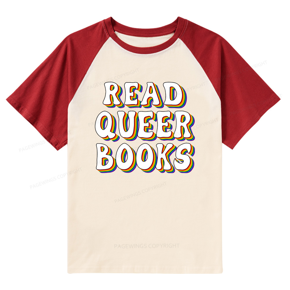 Pagewings Read Queer Books Raglan T-shirt