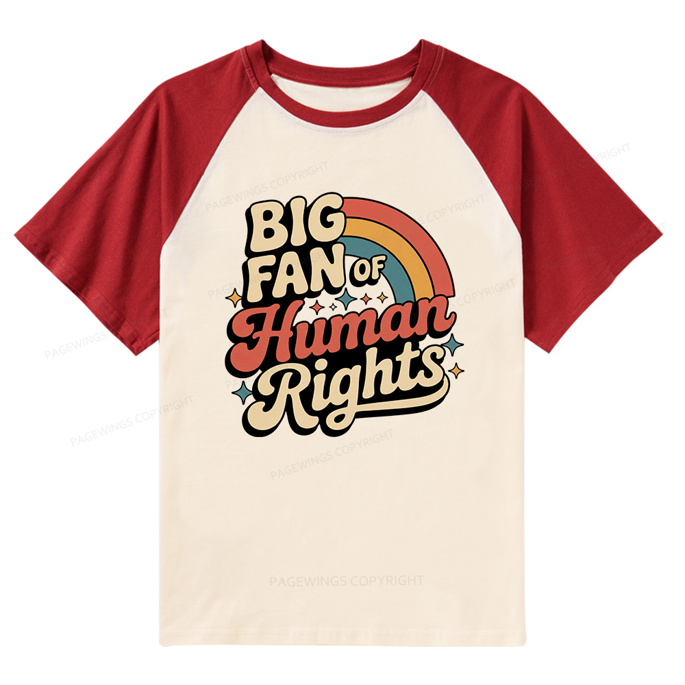 Pagewings Big Fan of Human Rights Raglan T-shirt