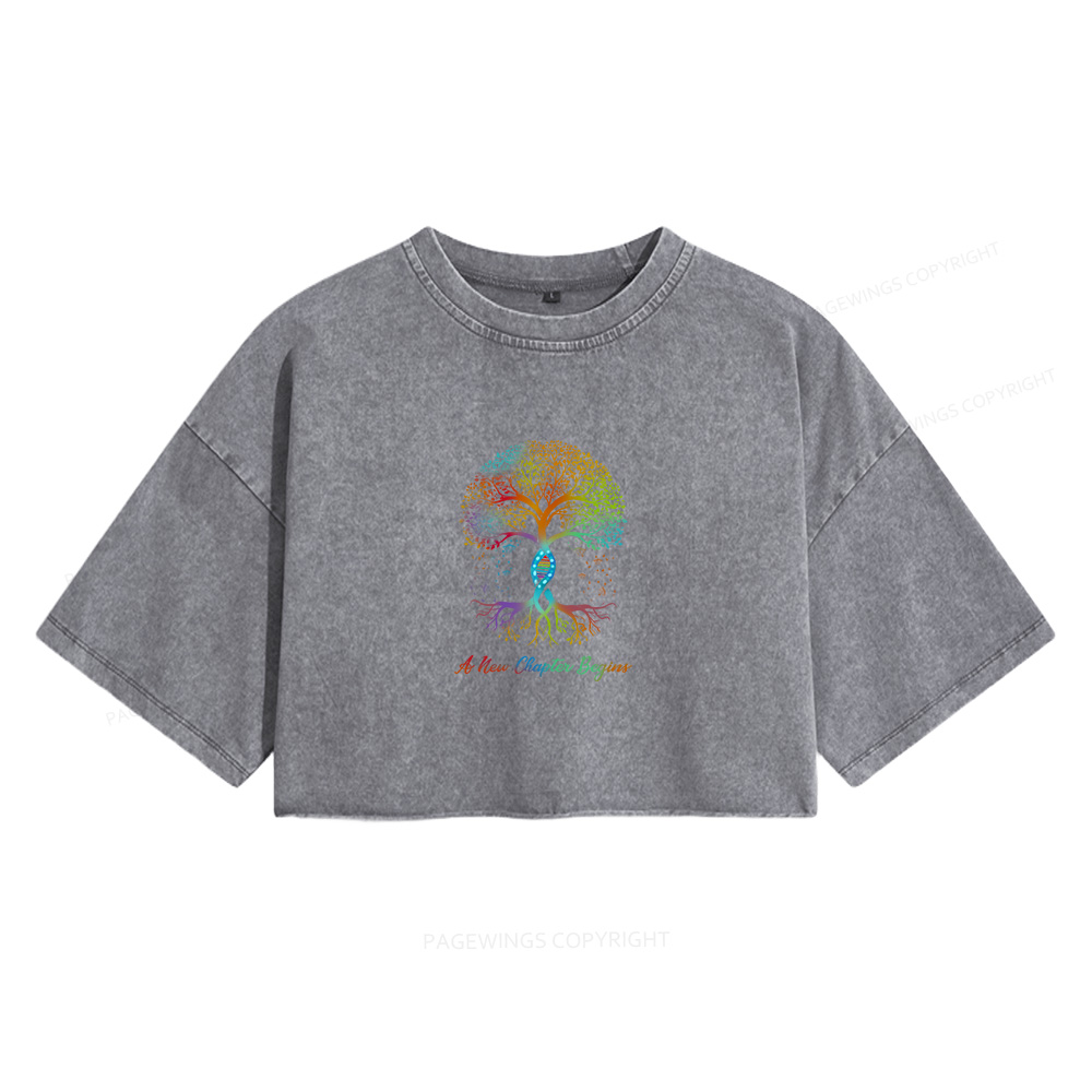 Pagewings A New Chapter Begins Women's Washed Cropped T-shirt