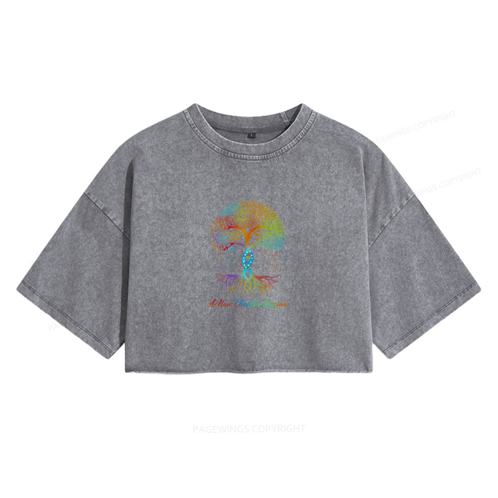 Pagewings A New Chapter Begins Women's Washed Cropped T-shirt