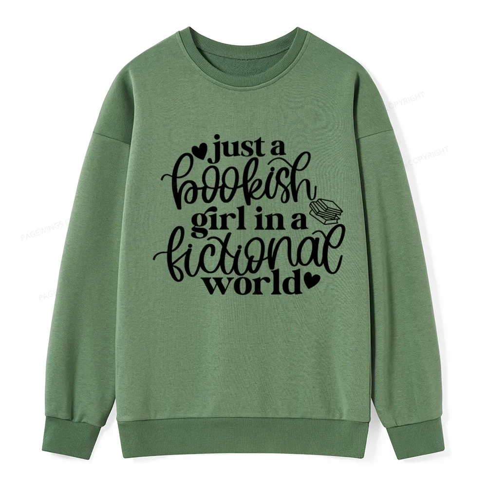 Pagewings Just A Bookish Girl In A Fictional World Unisex Classic Sweatshirt