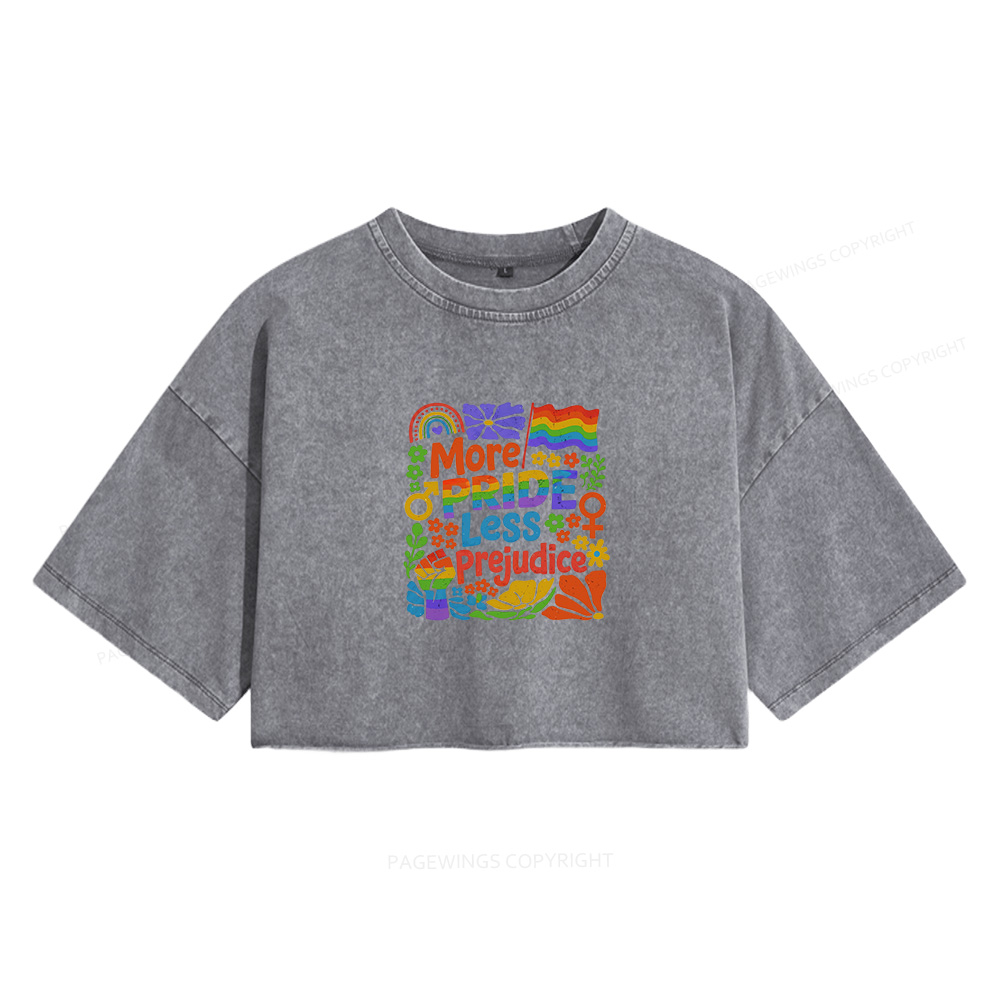 Pagewings More Pride Less Prejudice Women's Washed Cropped T-shirt
