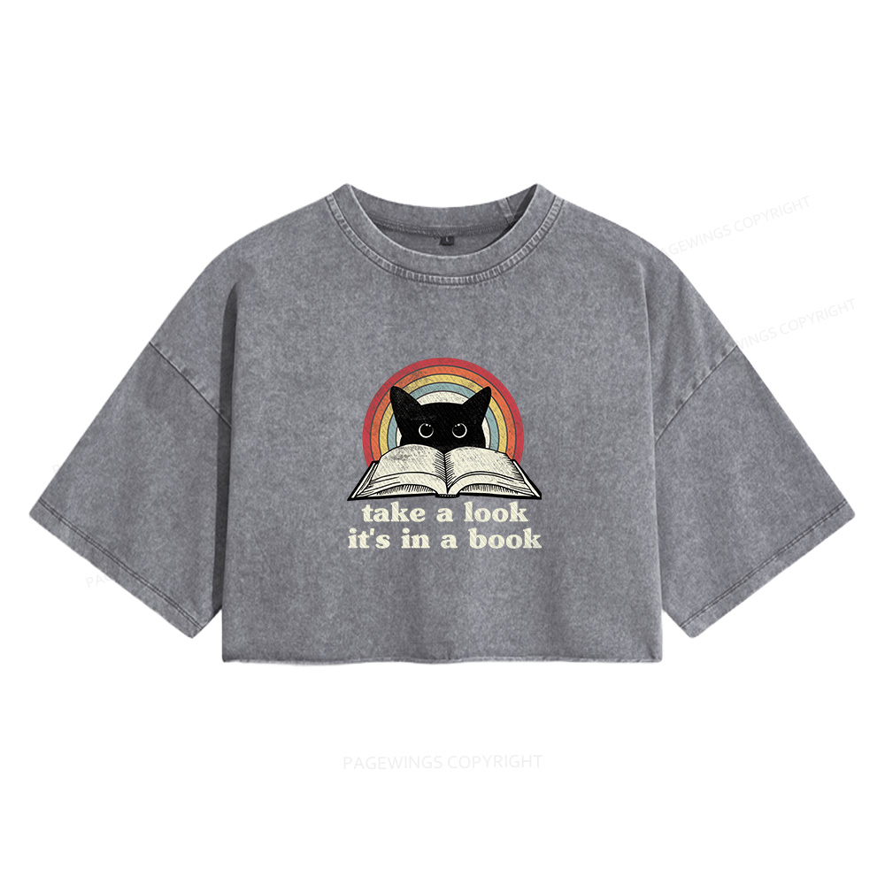 Pagewings Take A Look Its In A Book Women's Washed Cropped T-shirt
