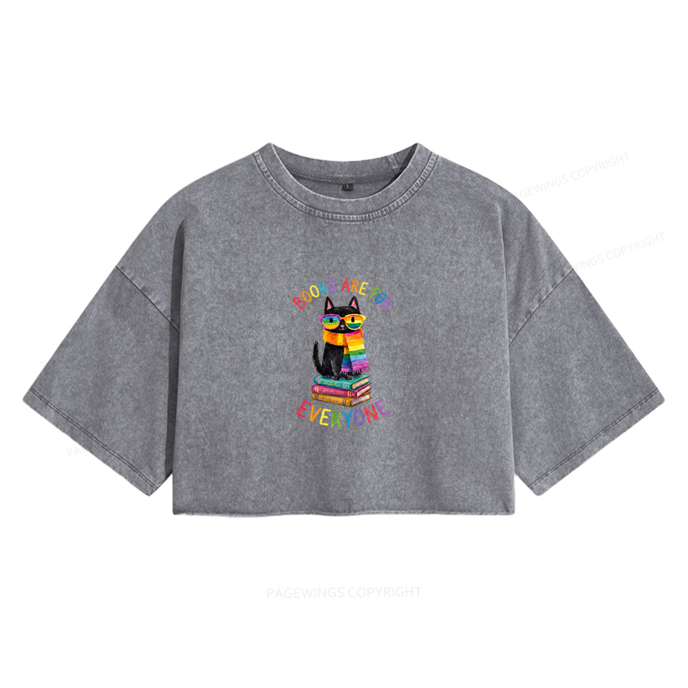 Pagewings Books Are For Everyone Women's Washed Cropped T-shirt