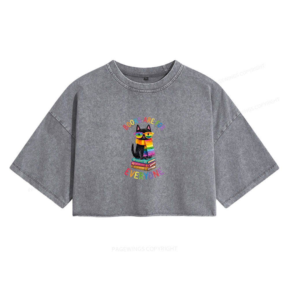 Pagewings Books Are For Everyone Women's Washed Cropped T-shirt