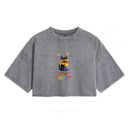 Pagewings Books Are For Everyone Women's Washed Cropped T-shirt