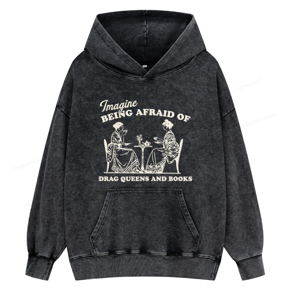 Pagewings Drag Queens Unisex Washed Hoodie